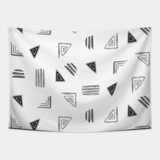 Black and White Miniprint Triangles Tapestry