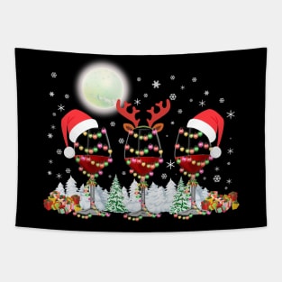 Three Glass of Red Wine Santa Hat Christmas For Men Women Tapestry