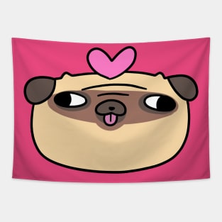 Heart Pug Face Tapestry