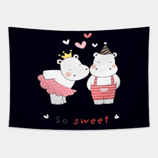 kawaii animal valentine day Tapestry