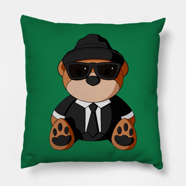 Blues Brother Teddy Bear Pillow by Alisha Ober Designs