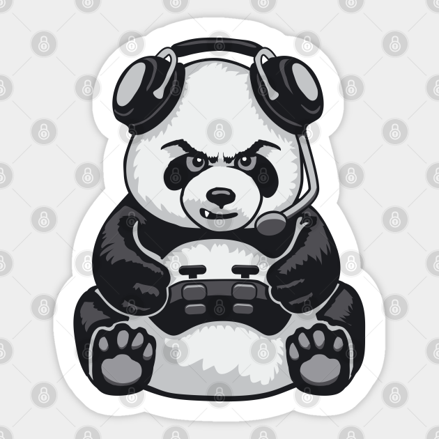 Gaming Panda Funny Cute Bear Video Gamer - Gaming Panda - Sticker | TeePublic Gaming Panda Funny Cute Bear Video Gamer - Gaming Panda - Sticker | TeePublic