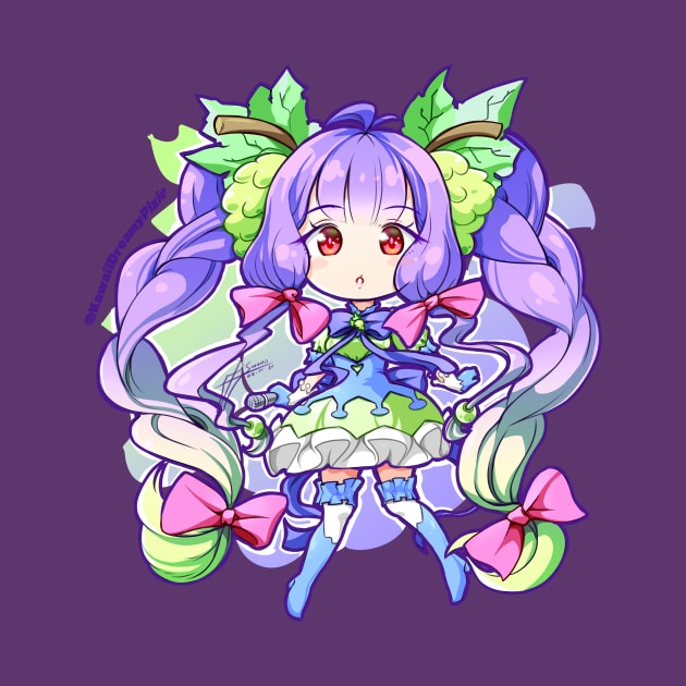 Grape Miku Hatsune chibi fruit by KawaiiDreamyPixie