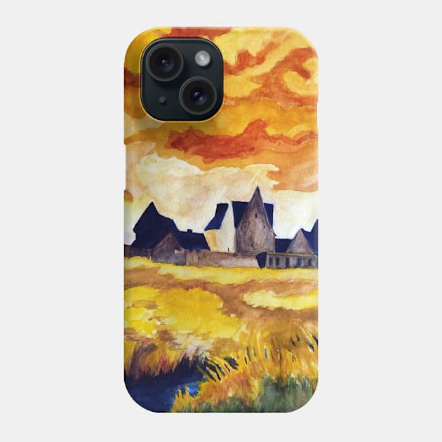 Orange Sunset Sky Phone Case by ied