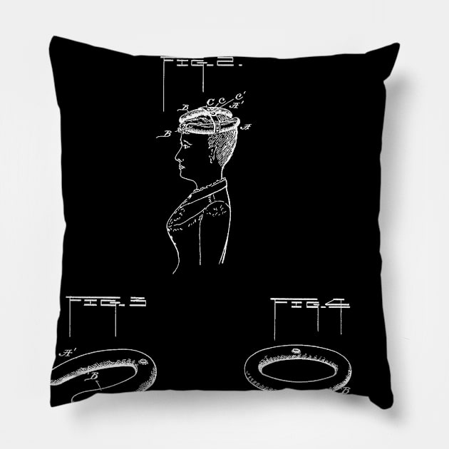 Gravity Helmet Vintage Patent Hand Drawing Pillow by TheYoungDesigns