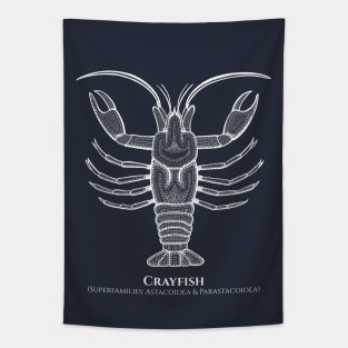 Crayfish with Common and Latin Names - detailed animal design Tapestry