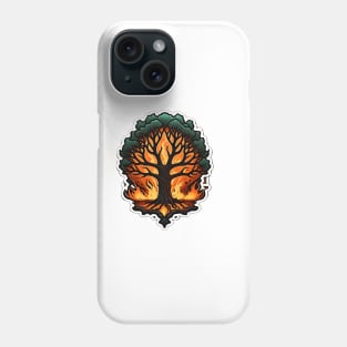Burning Tree Design: Intricate Details and Vibrant Colors for Boldness and Environmental Awareness Phone Case