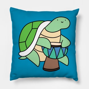 Turtle Playing Djembe Pillow