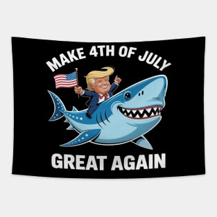 Make 4th of July Great Again Donald Trump 2025 Shark Tapestry