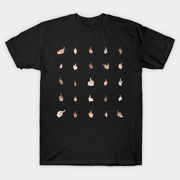 Middle Fingers Colored With Outlines - Flip Off - T-Shirt