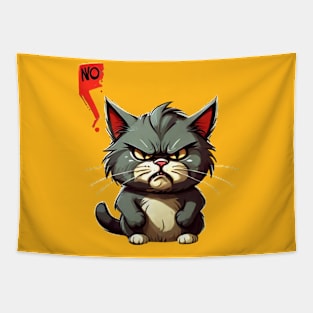 Funny Angry Cat Says No: Funny illustration for cat lover Tapestry