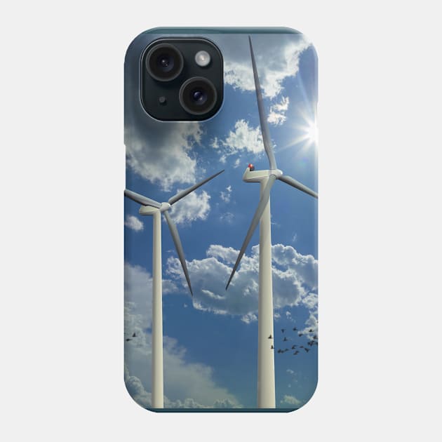 3 Wind Turbines Phone Case by Dual Rogue