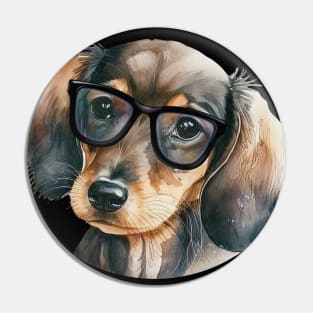 Cute Dachshund with black glasses Pin