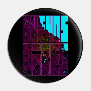 Buenos Aires, Argentina City Map Typography - Neon Pin