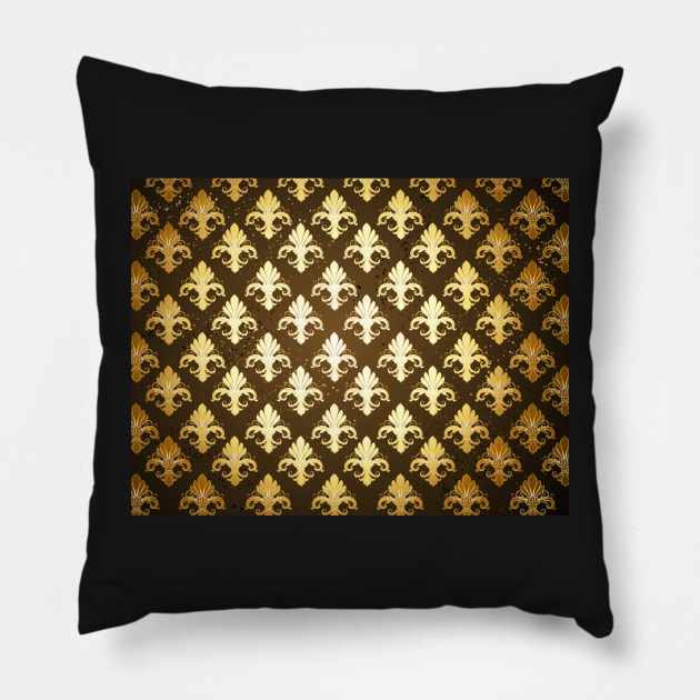 Background with Gold Fleur De Lis ( Mardi Gras ) Pillow by Blackmoon9