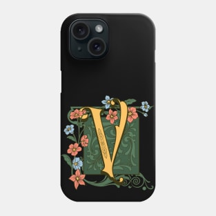 Art Nouveau Letter V, Ornamental Letter V, Art Deco Phone Case