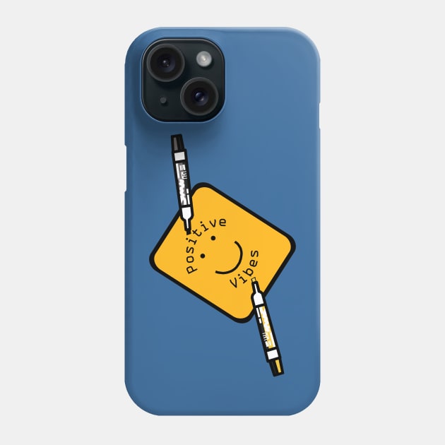 Positivity Vibes Smiley Face Sign with Marker Pens Phone Case by ellenhenryart