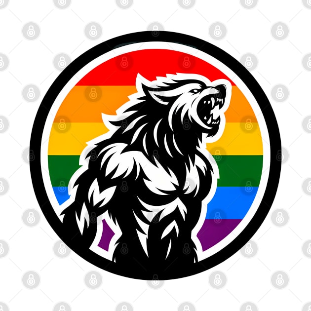 LGBTQ Pride Werewolf Anthro Furry Rainbow Logo by Blue Bull Bazaar