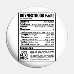 BOYNEXTDOOR Nutritional Facts 2 Pin