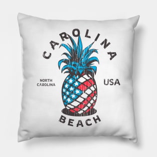 Carolina Beach, NC Summertime Vacationing Patriotic Pineapple Pillow