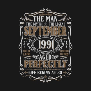 September 1991 Man Myth Legend Shirt 30th Birthday 30 Years Old T-Shirt