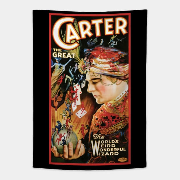 Vintage Magic Poster Art, Carter the Great Tapestry by MasterpieceCafe