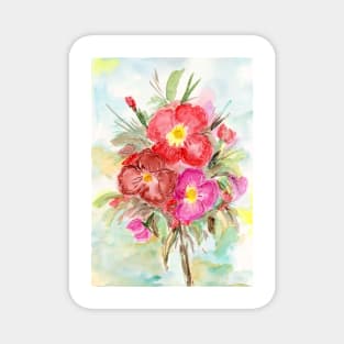 Spring Flowers Bouquet Watercolor Magnet