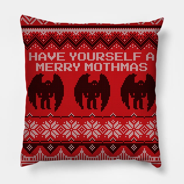 Have Yourself a Merry Mothmas Ugly Christmas Sweater Shirt Pillow by Strangeology