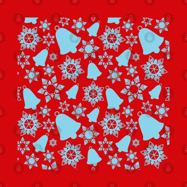 Christmas Bells Pattern (blue-red) by Amanda Jane