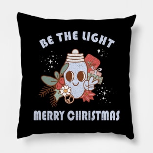 Retro Kawaii Vintage Christmas Be The Light Inspirational Design Pillow