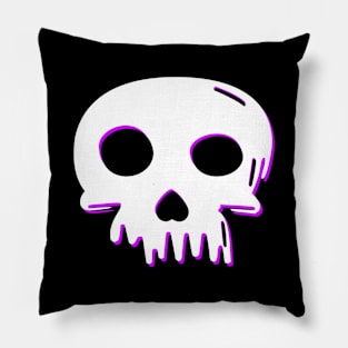 2D Vector Cartoony Synthwave Skull Pillow