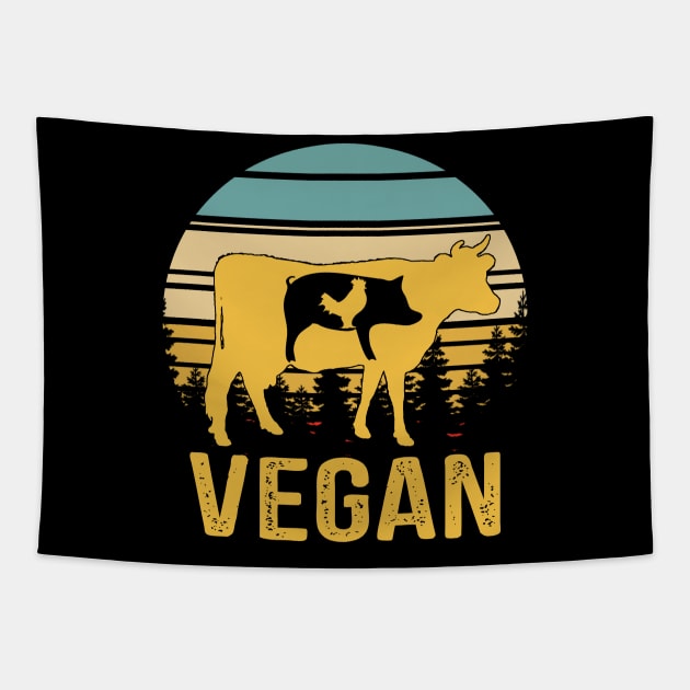 Vegan Retro Vintage Funny Vegetarian Veganism Gift Tapestry by ValentinkapngTee