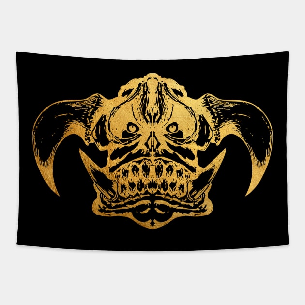 Gold Orc Monster Illustration Tapestry by epoliveira