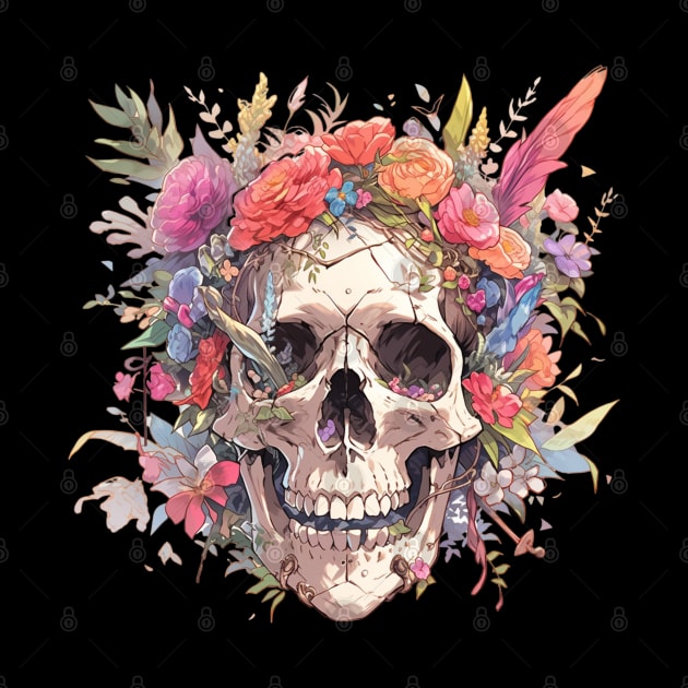 Bones And Botany Skull And Flowers by Nightarcade