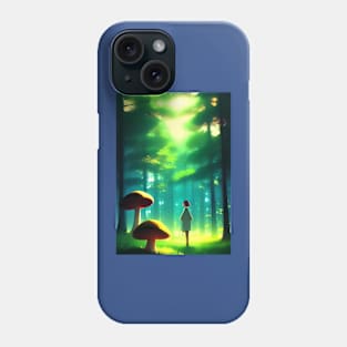 SURREAL MUSHROOM SUNRISE IN WOODS Phone Case