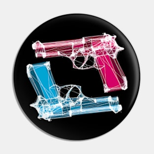 Red and Blue Guns Pin
