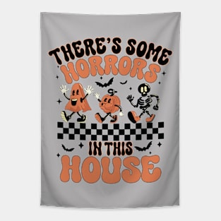 There's Some Horrors In This House Ghost Pumpkin Halloween Tapestry