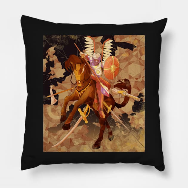 Winged Hussar - Stained glass Pillow by KnightBear1911