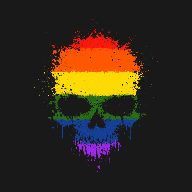 Chaotic Gay Pride Rainbow Flag Splatter Skull Gay Pride T Shirt 1254