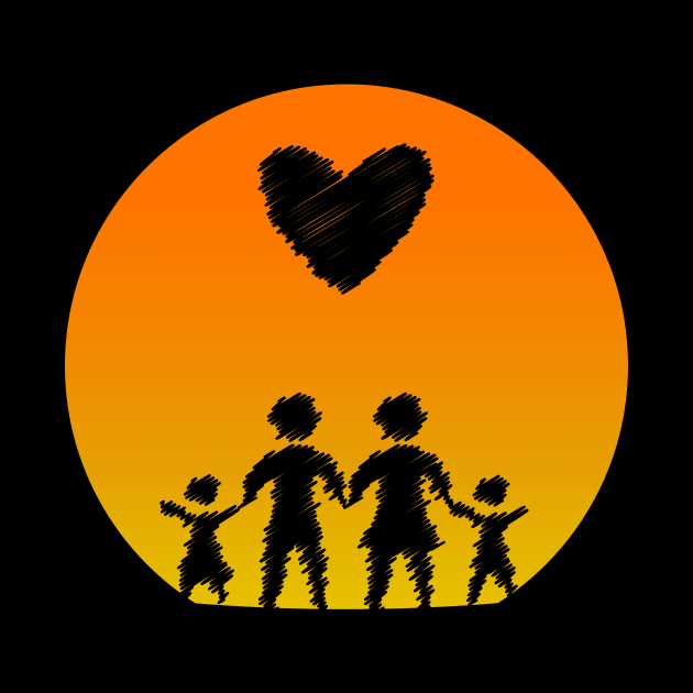 Family Sunset Love Mom Dad Children Heart Gift Idea by JeZeDe