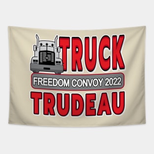 TRUCKERS FOR FREEDOM -TRUDEAU RESIGN SAVE CANADA FREEDOM CONVOY 2022 TRUCKERS RED Tapestry