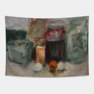 Watercolor still life painting Tapestry