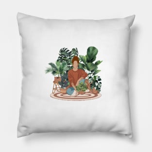 Plant lady, Girl with plants 4 Pillow