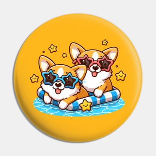 Corgi pool party Pin