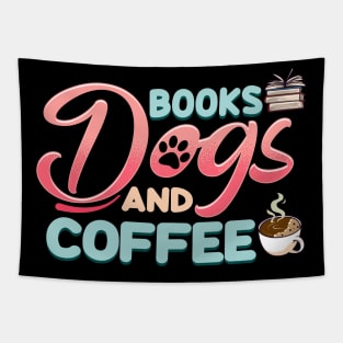 Cute & Funny Books Dogs and Coffee Bookworm Tapestry