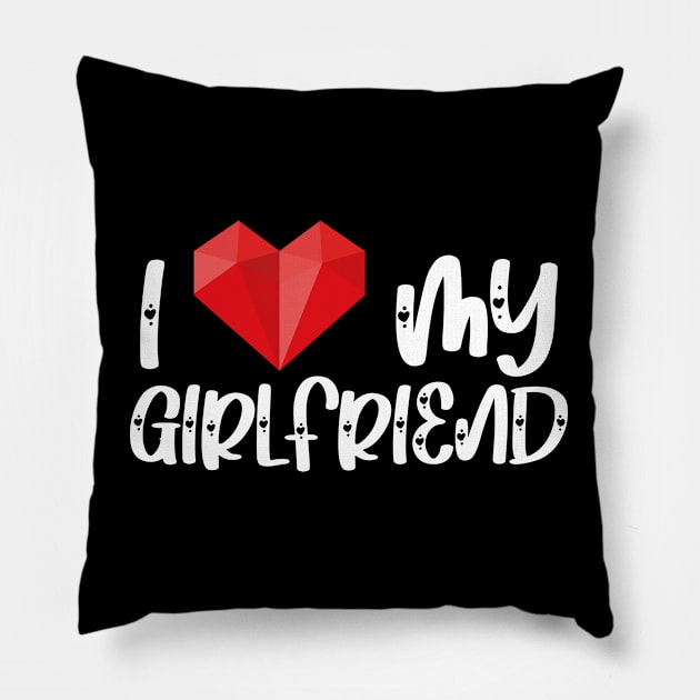 I Love My Girlfriend Pillow by AbstractA