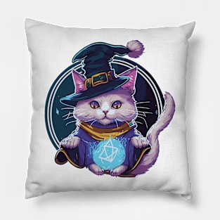 Wizard Cat Ponders The Orb Pillow