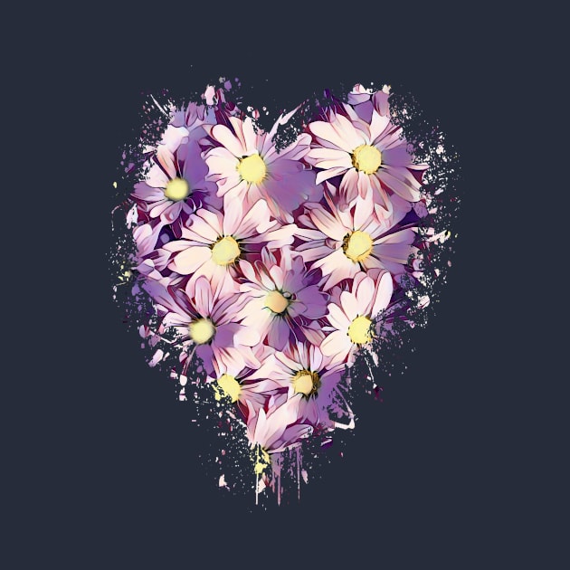 Purple Daisies Heart Design by PhotoArts