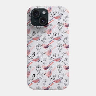 Pastel Wild Bird Flower Pattern Phone Case