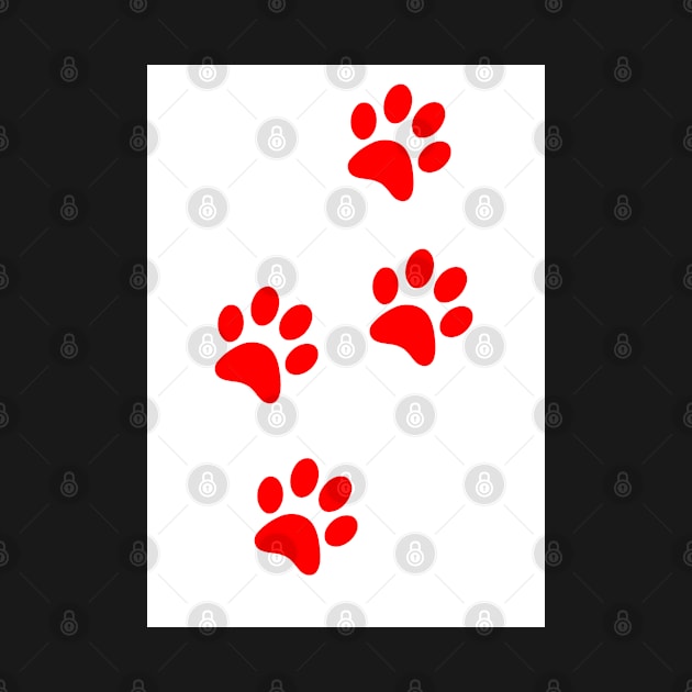 Red Pawprints on White by Blue Butterfly Designs 
